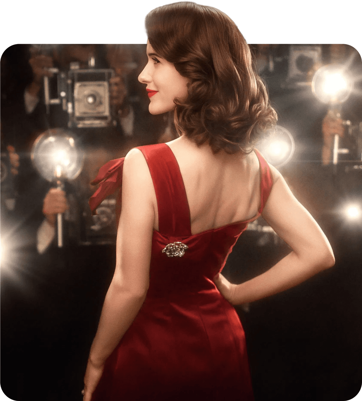 Woman in red dress